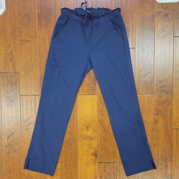 WOMENS MED COUTURE NAVY WIDE LEG SCRUB PANTS-MEDIUM TALL-SCRUBS-MEDIUM TALL - Picture 2 of 8